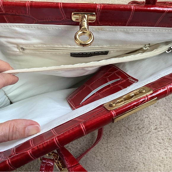 Genuine Leather, Made in Italy, red croc embossed, handbag - Picture 6 of 10